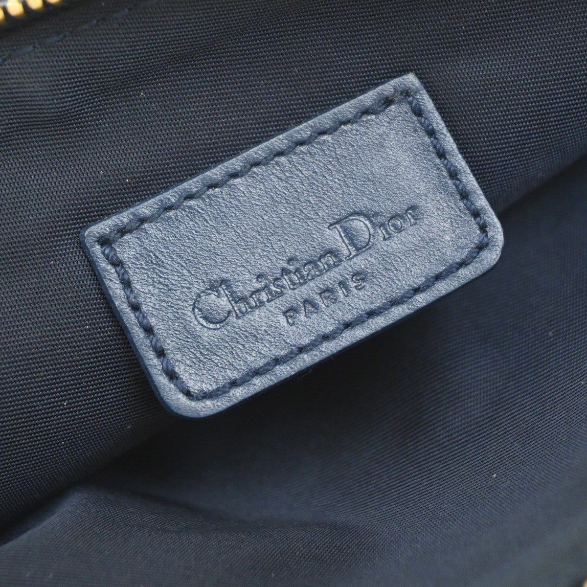 CHRISTIAN DIOR Mini Saddle Hand Bag Canvas Leather Blue GHW 91EG403