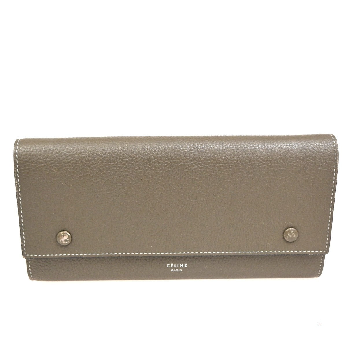 CELINE Logo Flap Multifunction Long Wallet Leather Brown SHW 04TA523
