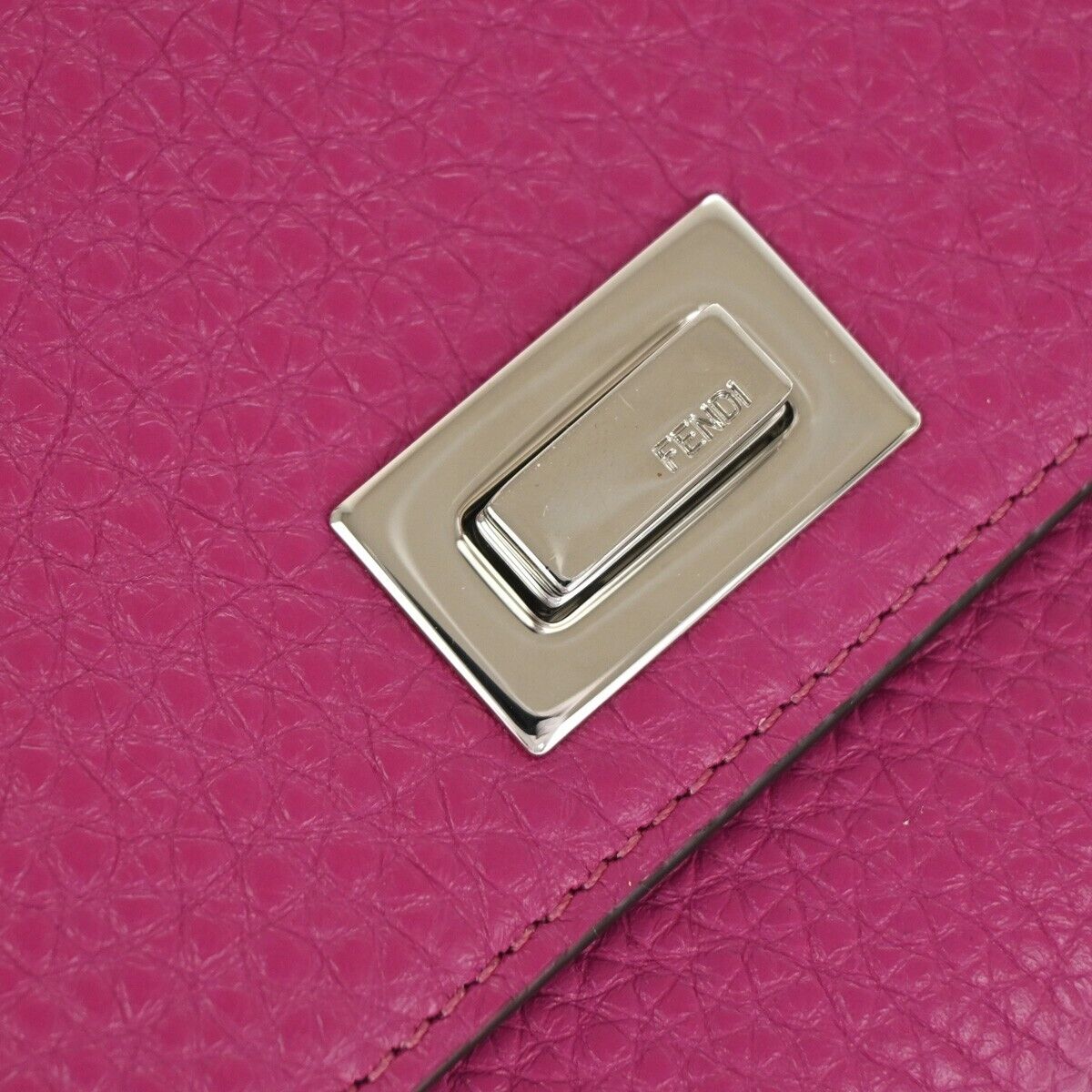 FENDI Logo Peekaboo Bifold Wallet Purse Leather Magenta SHW Italy 39RJ491