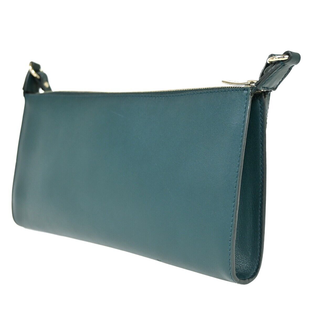 SALVATORE FERRAGAMO Logo Gancini Shoulder Bag Leather Green Gold Italy 02HB577