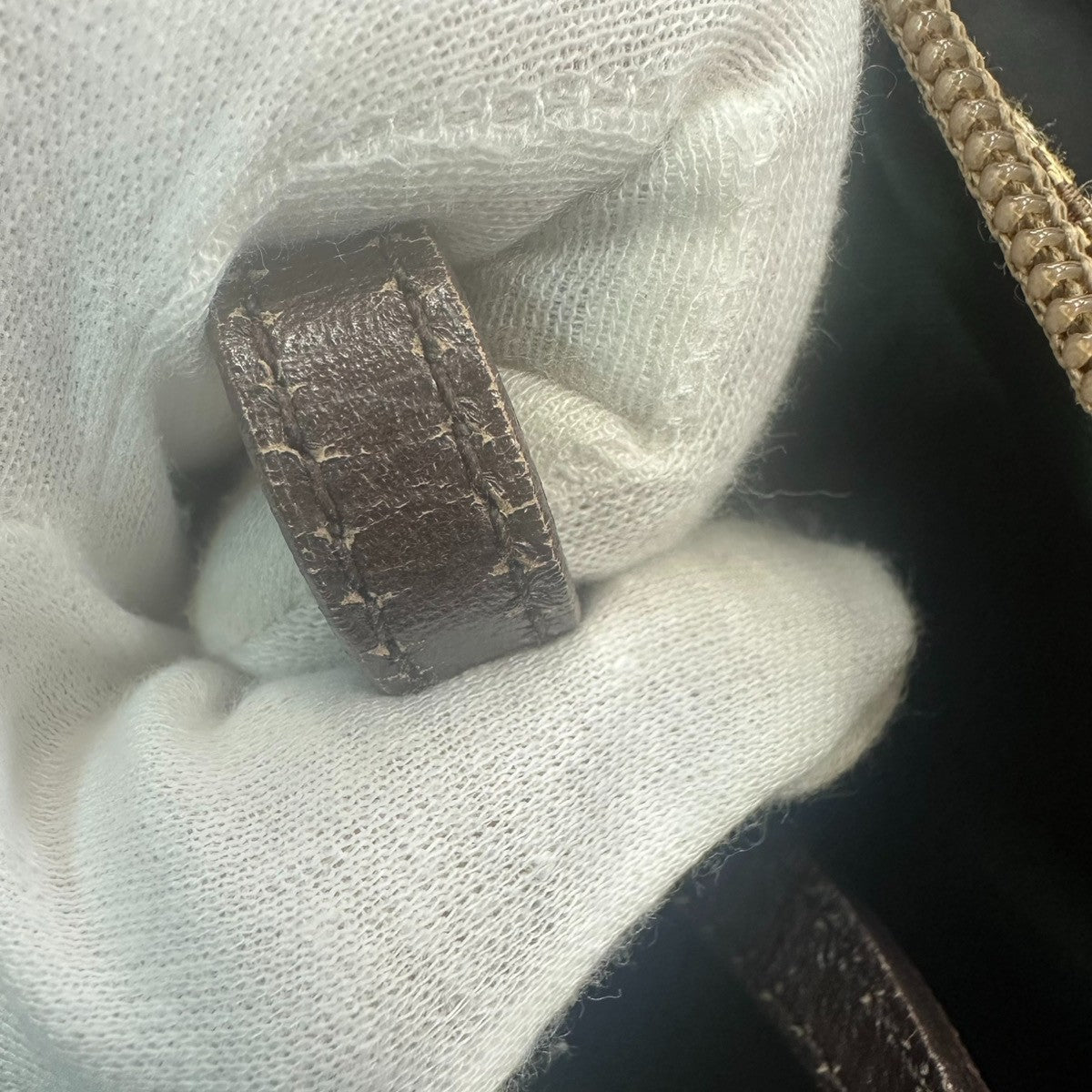 GUCCI Logo GG Pattern Hand Bag Canvas Leather Brown SHW Italy 65CA757