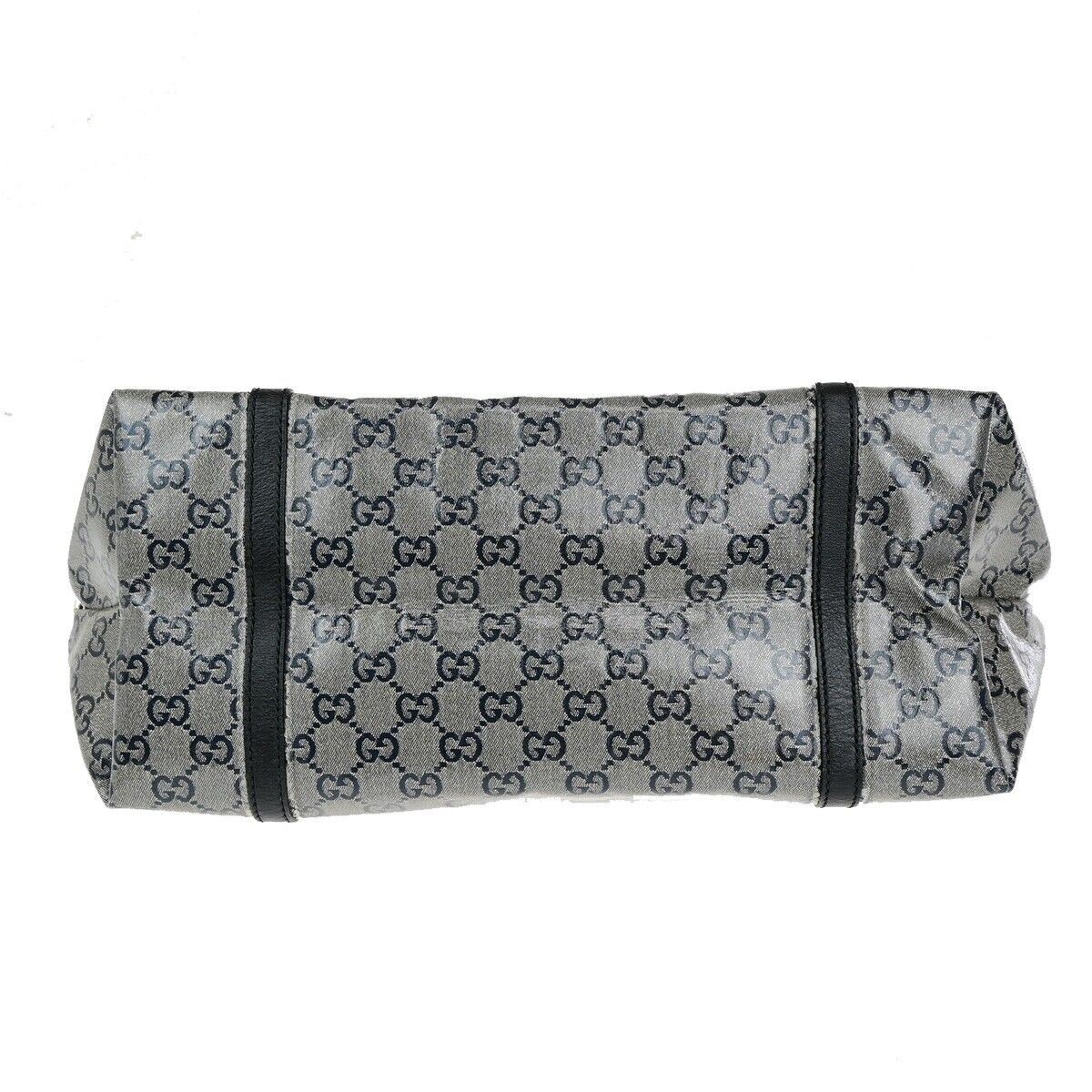 GUCCI GG Pattern Crystal Shoulder Bag Coating Canvas Leather Black 82EC973