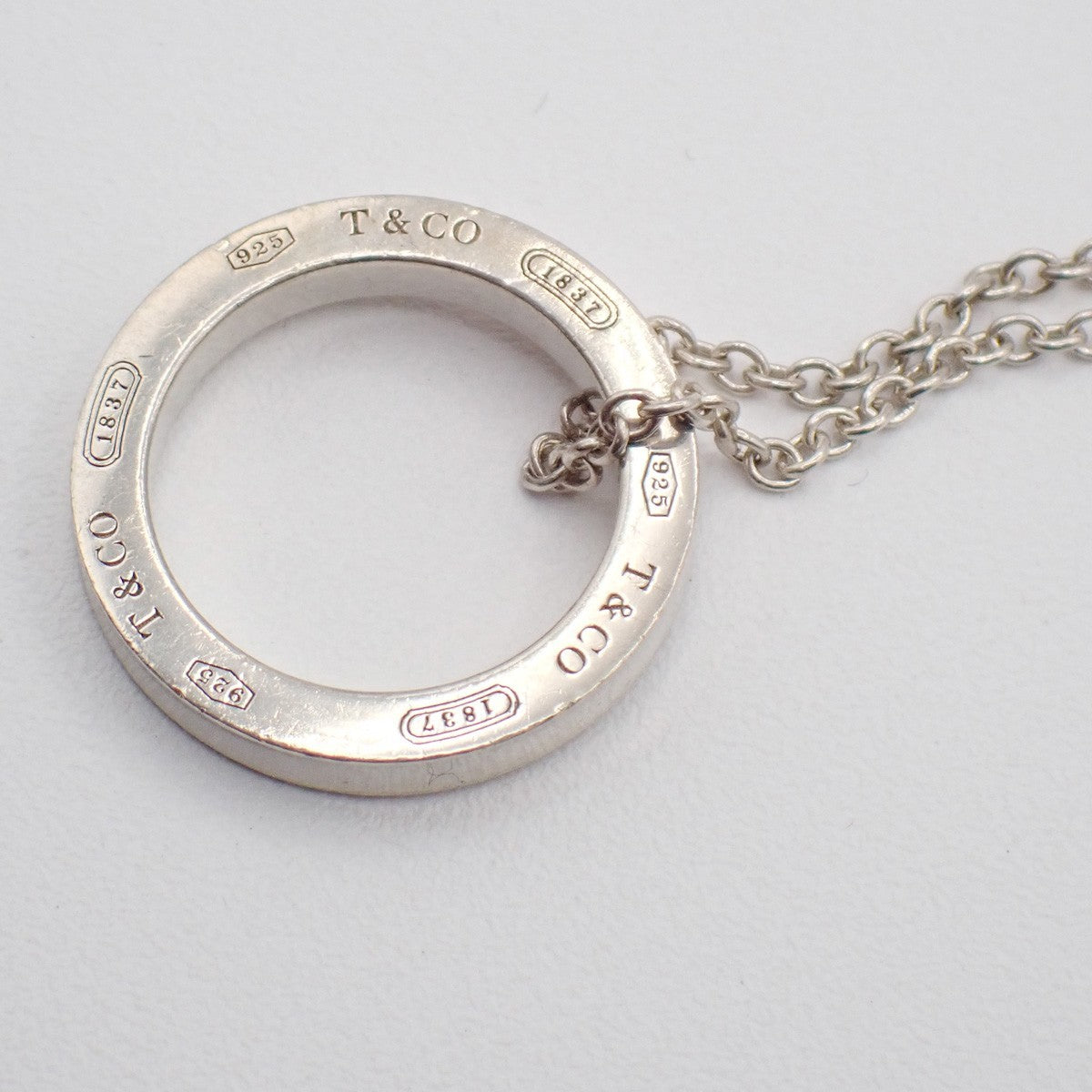 Tiffany & Co. Logo 1837 Circle Chain Necklace Pendant Silver Ag 925 02KC761