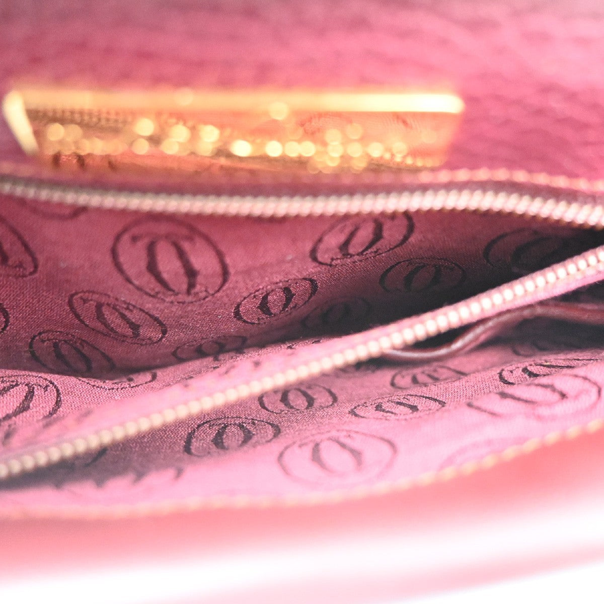 MUST DE CARTIER 2C Logo Shoulder Hand Bag Leather Red Burgundy GHW Spain 36CA740