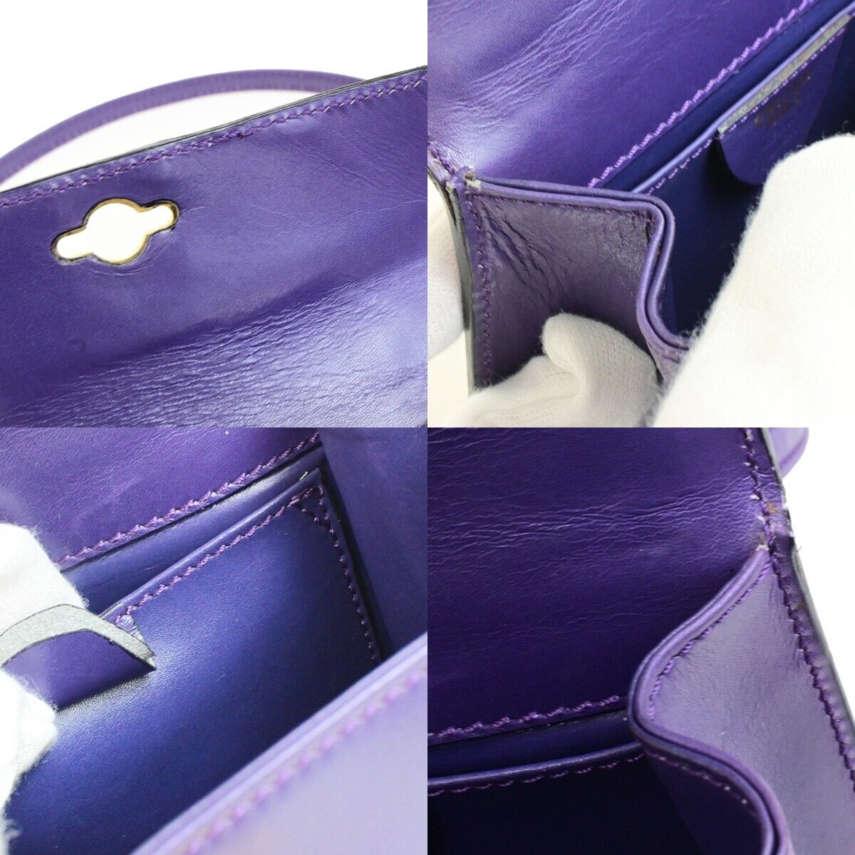 CELINE Logo Mini Shoulder Bag Leather Purple GHW Made In Italy 82FB516