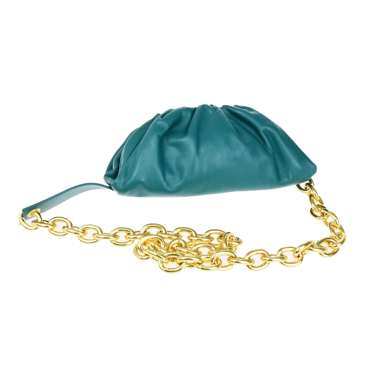 BOTTEGA VENETA Logo The Chain Pouch Body Shoulder Bag Leather Green GHW 609RK531