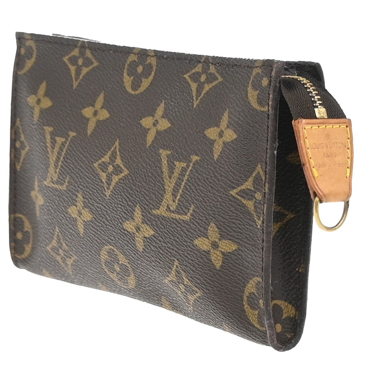LOUIS VUITTON Logo BUCKET PM Pouch Bag Monogram Leather Brown France 60KP599