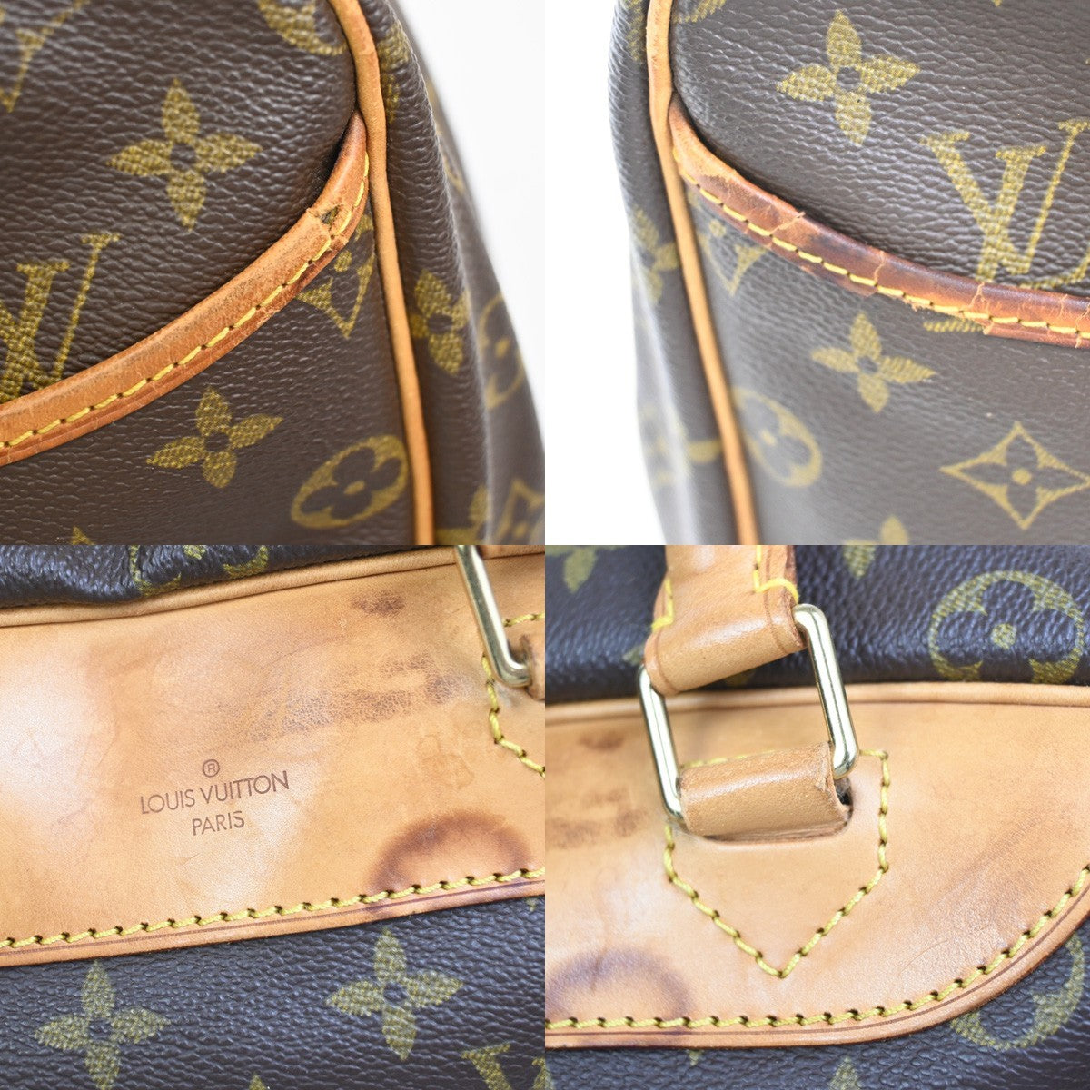 LOUIS VUITTON LV Logo Deauville Hand Bag Monogram Leather Brown M47270 35YJ033