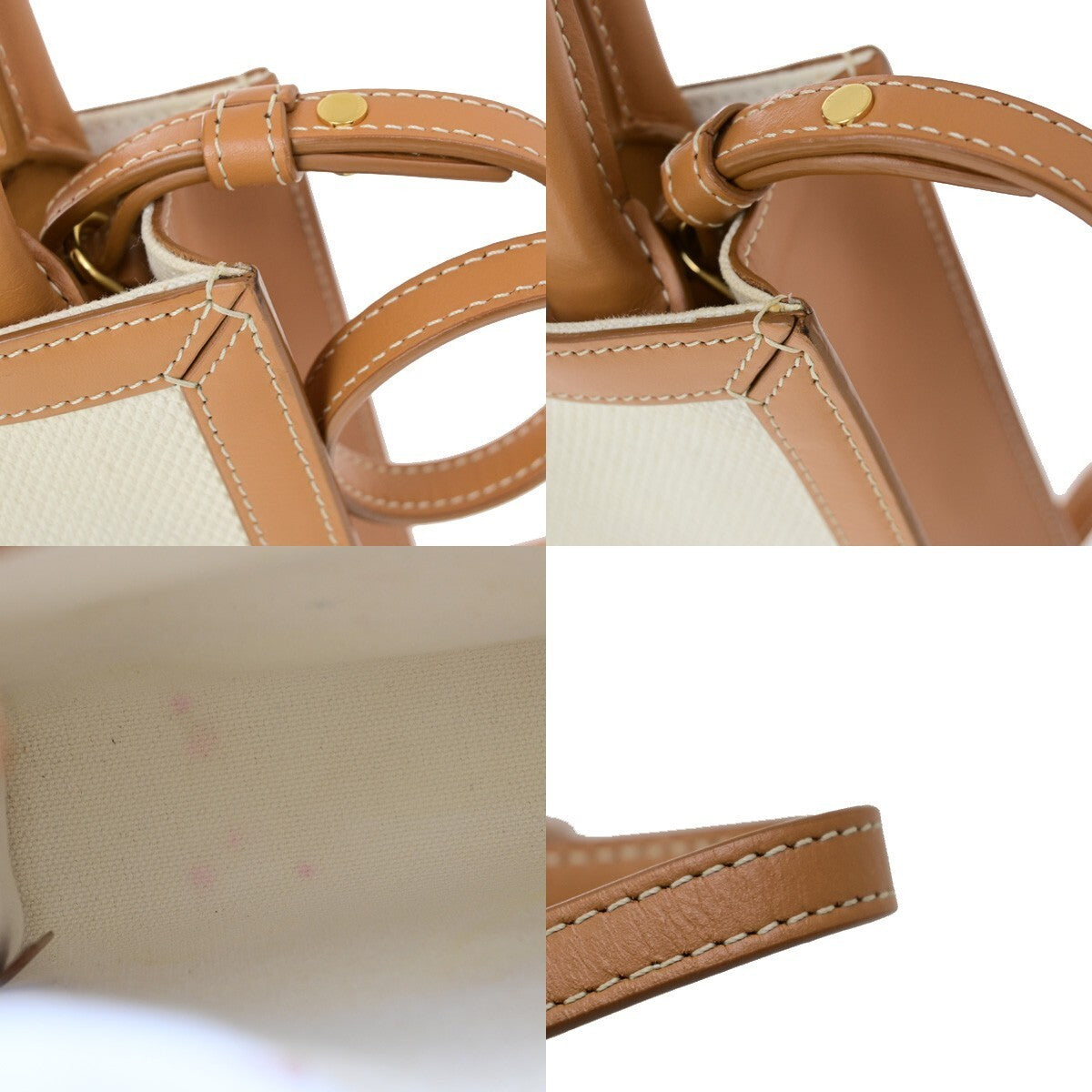 CELINE Logo Vertical Cabas 2Way Mini Hand Tote Bag Canvas Leather Brown 667RK640