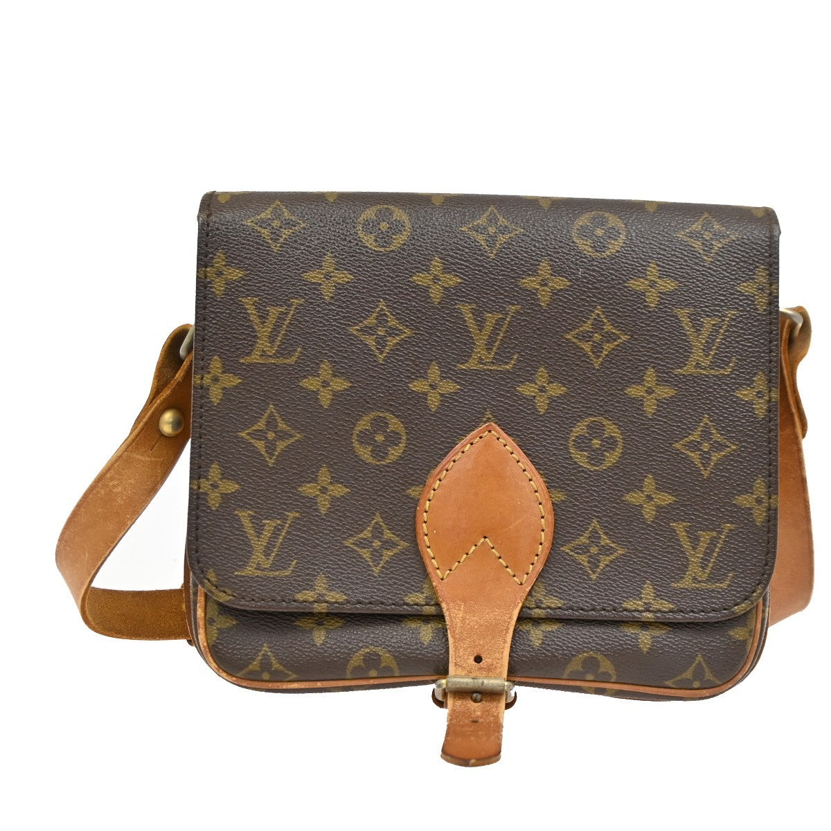 LOUIS VUITTON Cartouchiere MM Shoulder Bag Monogram Leather Brown M51253 33DA235