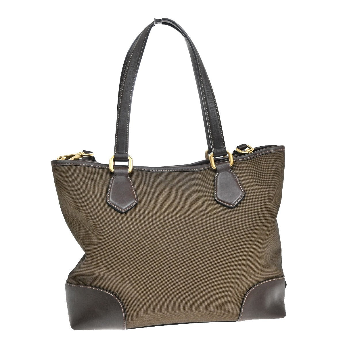 PRADA MILANO Logo 2Way Shoulder Hand Bag Jacquard Leather Brown GHW 18EE299