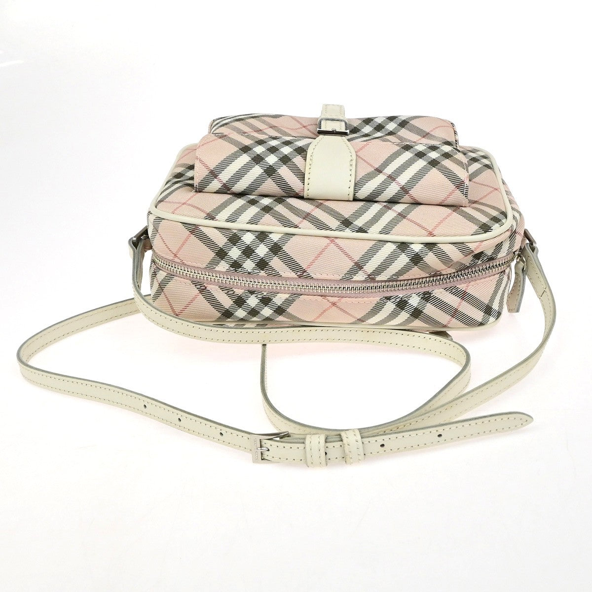 BURBERRY Blue Label Nova Check Shoulder Bag Canvas Leather Pink SHW 69YJ269
