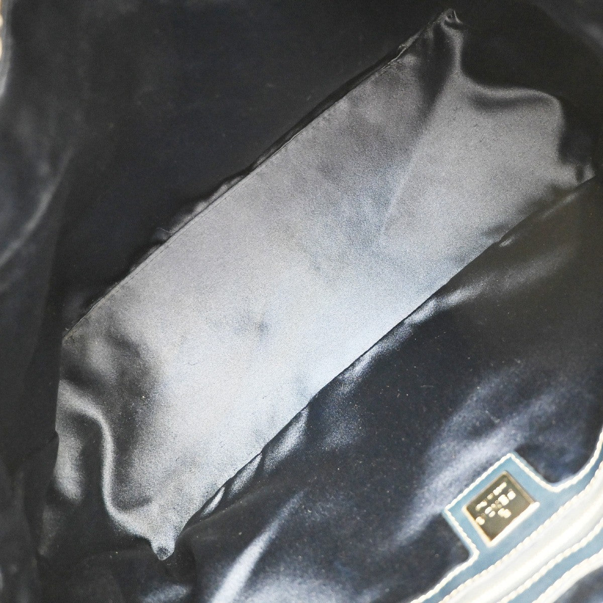 FENDI Logo Zucca Pattern Shoulder Bag Canvas Leather Navy Blue Italy 85EF815