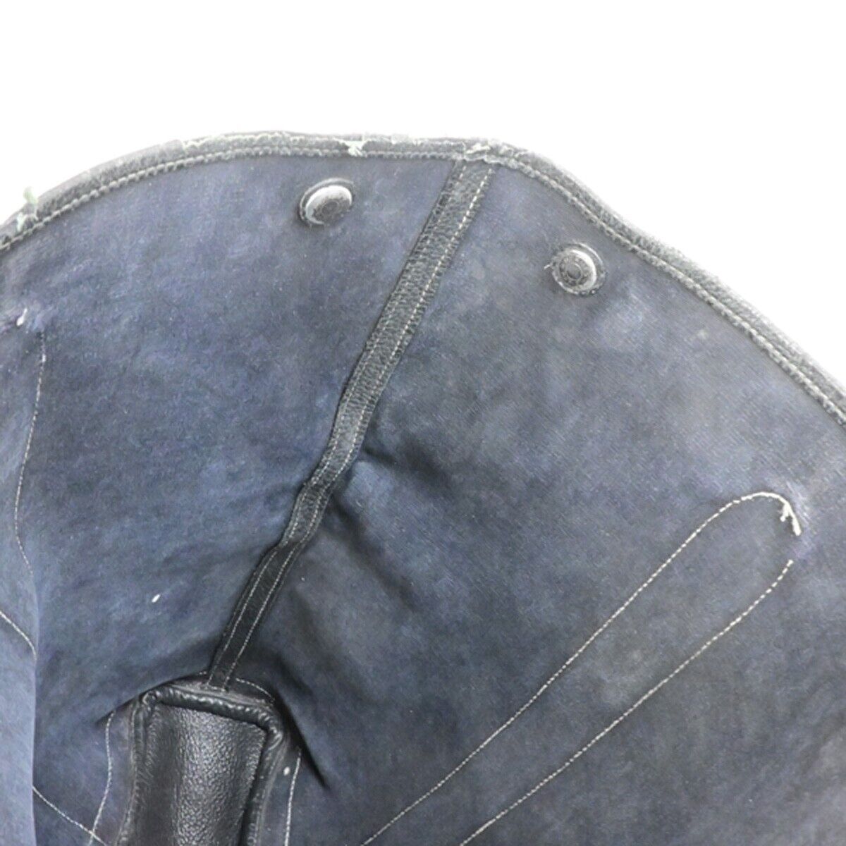 HERMES Logo Garden File 37 Hand Tote Bag Canvas Leather Black Silver 69FA285