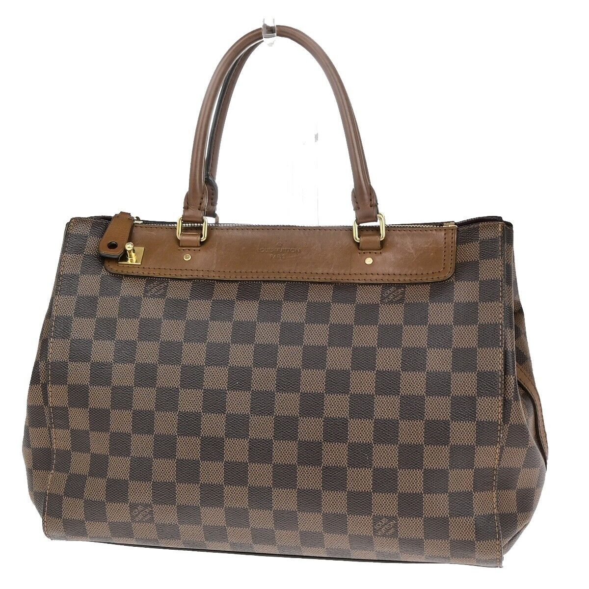 LOUIS VUITLOUIS LV Logo Greenwich Hand Bag Damier Leather Brown N41337 79ED031