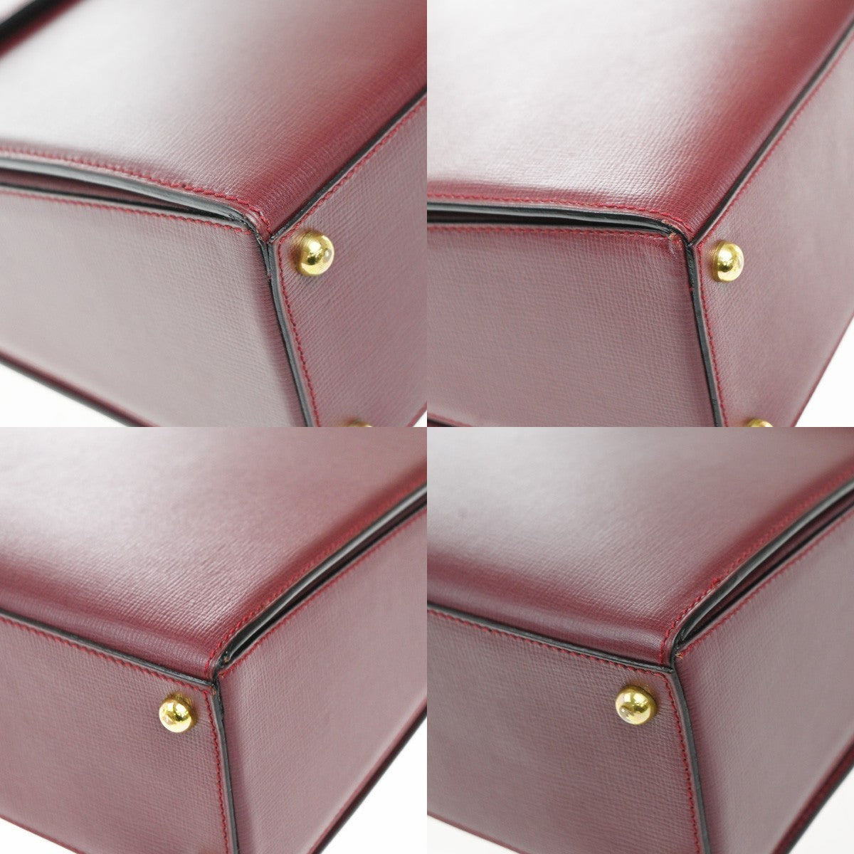 MUST DE CARTIER Logo Top Handle Hand Bag Leather Red 74RP125