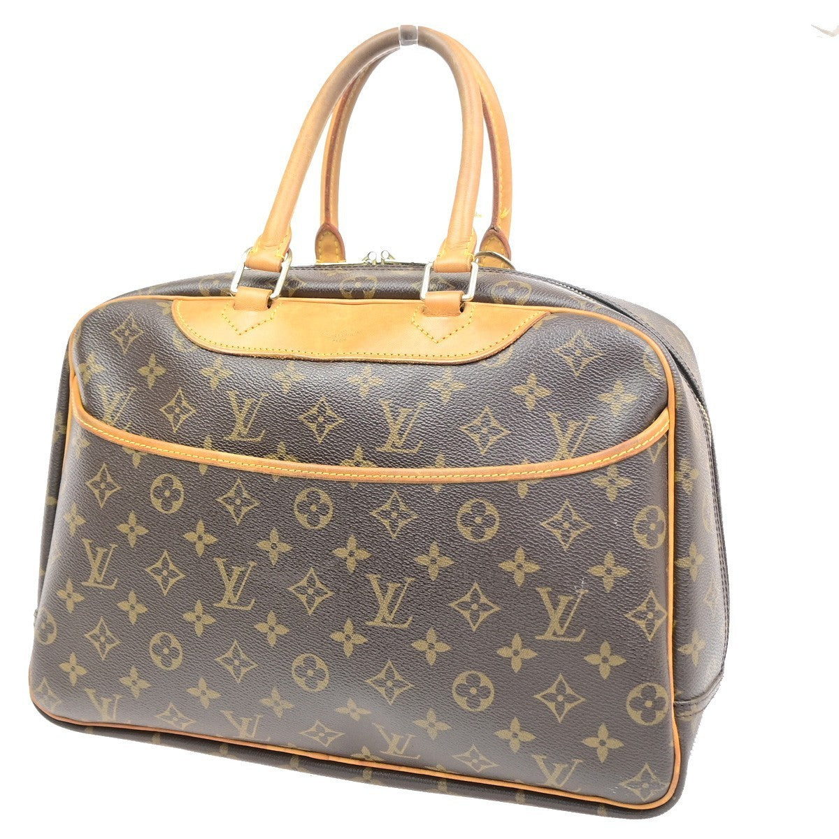 LOUIS VUITTON LV Logo Deauville Hand Bag Monogram Leather Brown M47270 86PA135
