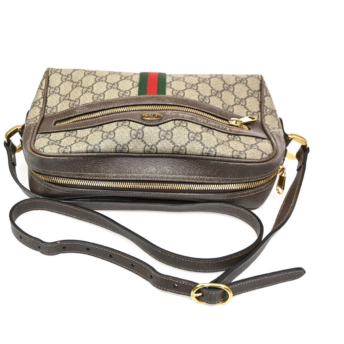 GUCCI Ophidia GG Pattern Crossbody Shoulder Bag Supreme Leather Brown 73KC244