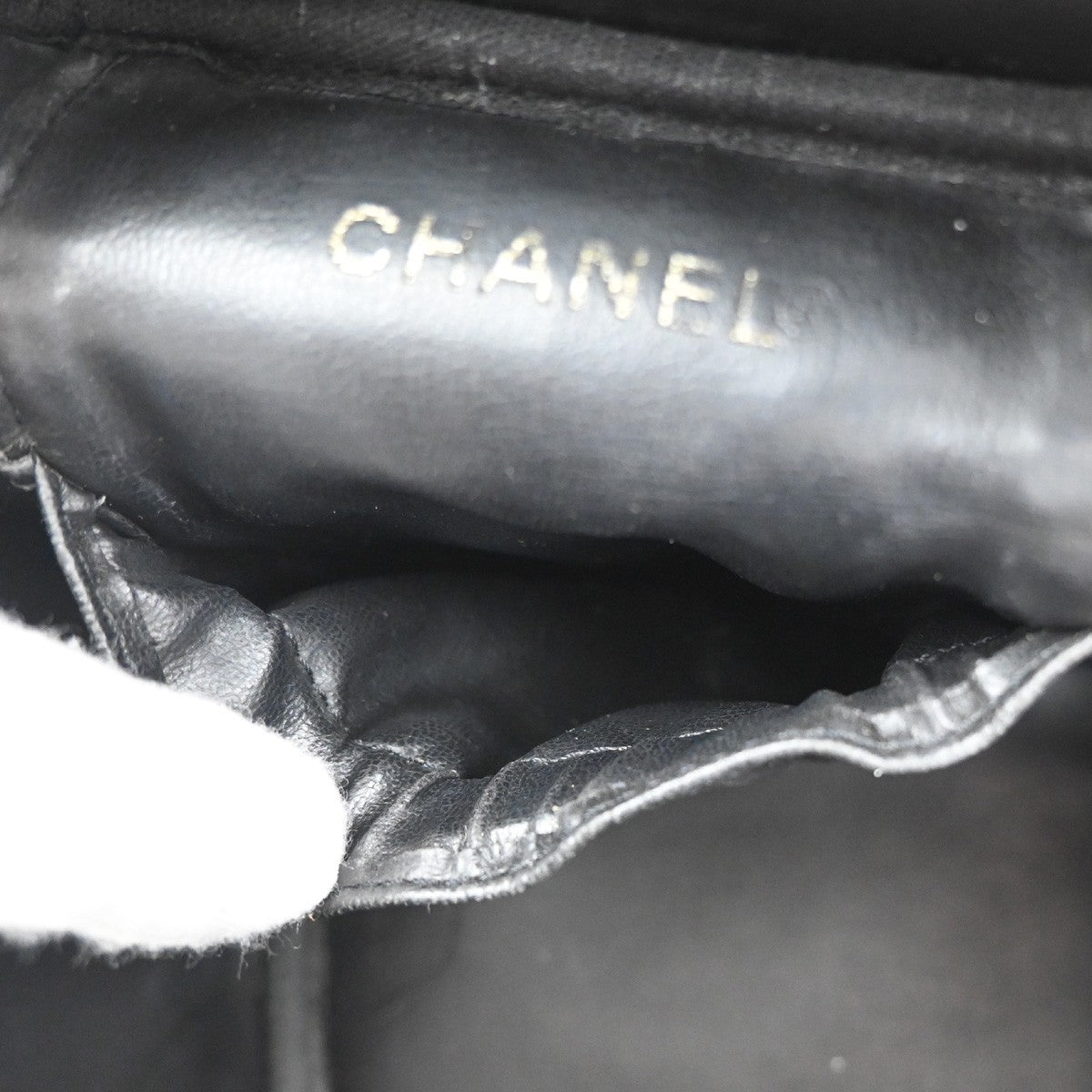 CHANEL CC Logo Vanity Hand Bag Grained Calfskin Leather Black GHW France 53CA769