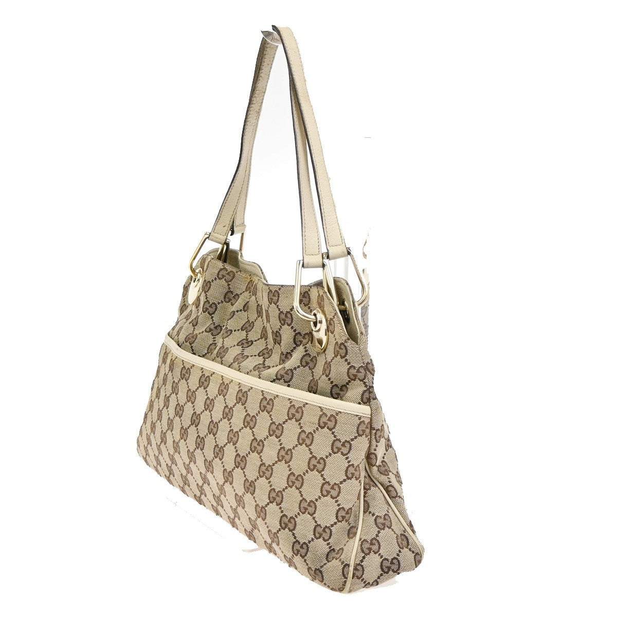 GUCCI GG Pattern Shoulder Tote Bag Canvas Leather Brown GHW Italy 61KC641