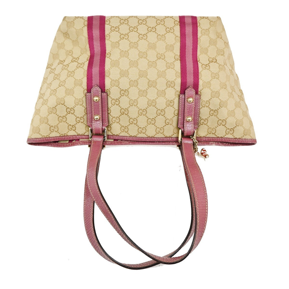 GUCCI Logo GG Pattern Shoulder Bag Canvas Leather beige Italy GHW 32KB624