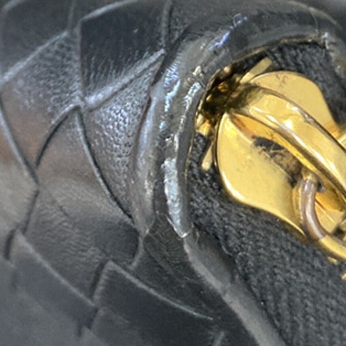 BOTTEGA VENETA Logo Intrecciato 2 Set Long Zipper Wallet Leather Black 67ED998