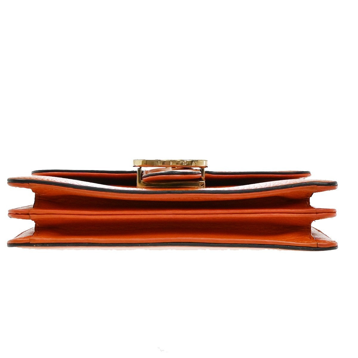 GUCCI Logo Interlocking G Chain Mini Shoulder Bag Leather Orange GHW 58KP125