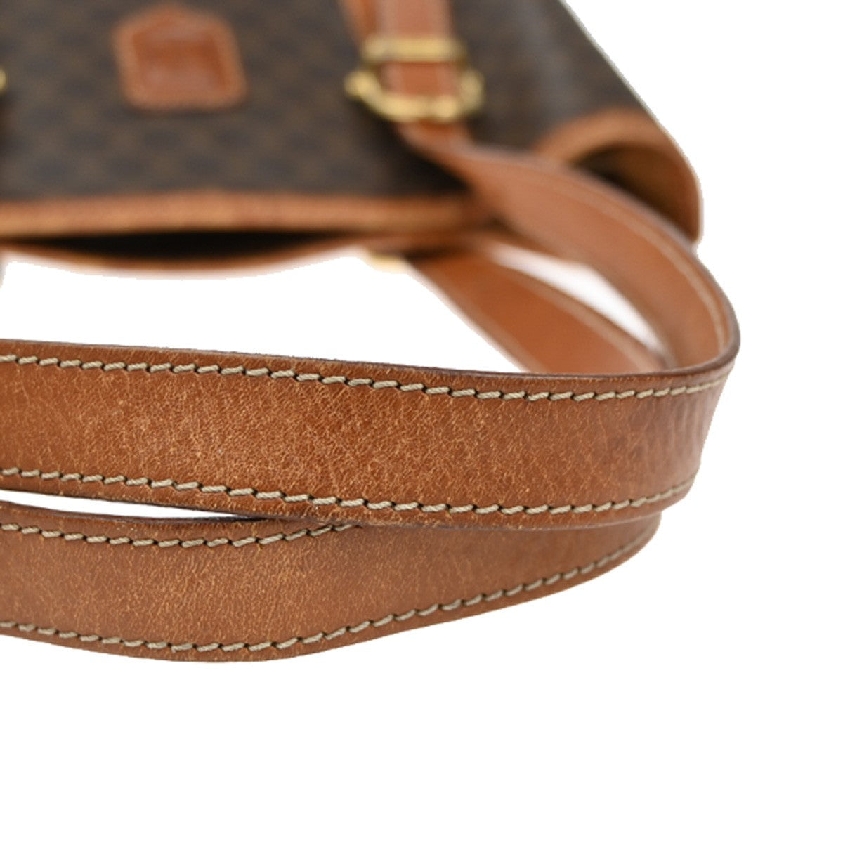 CELINE Logo Macadam Pattern Shoulder Bag PVC Leather Brown GHW Italy 66YH783