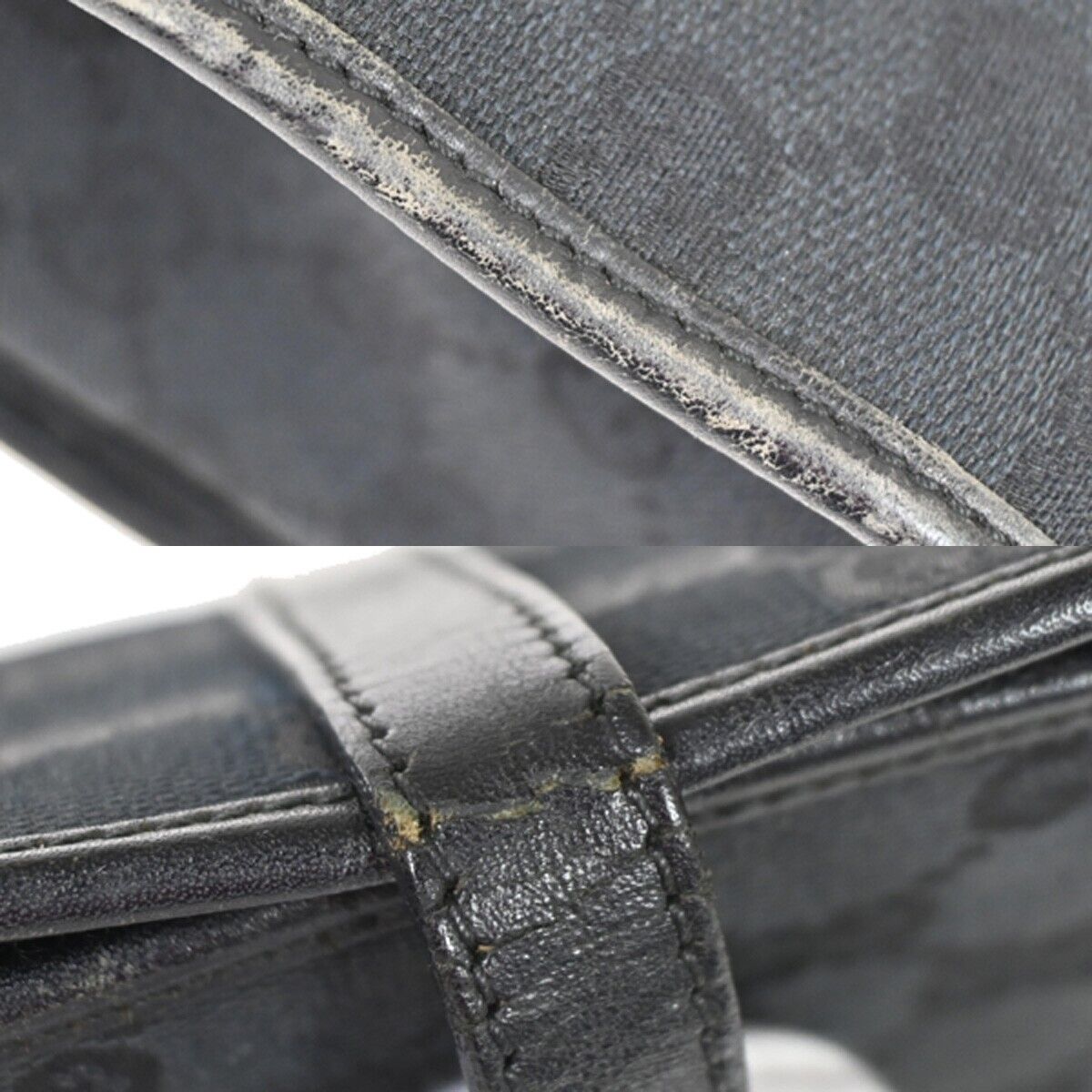 GUCCI GG Pattern Jackie Shoulder Tote Bag Canvas Leather Black Silver 60FA442