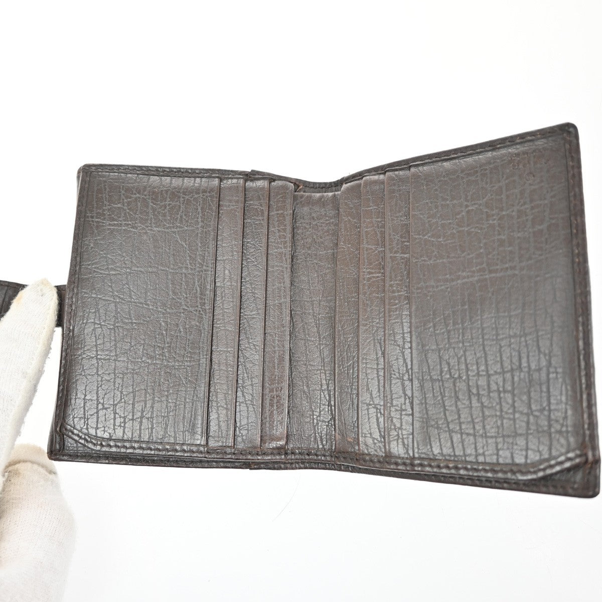 GUCCI Sherry GG Pattern Bifold Wallet Canvas Leather Brown Beige SHW 07TA156