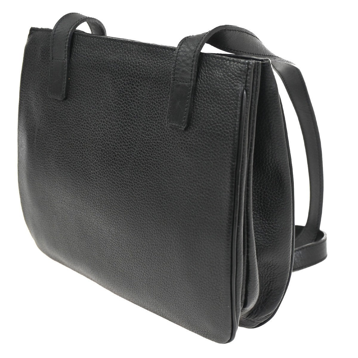 CELINE Logo Toggle Clasp Shoulder Bag Leather Black GHW France 04CA574