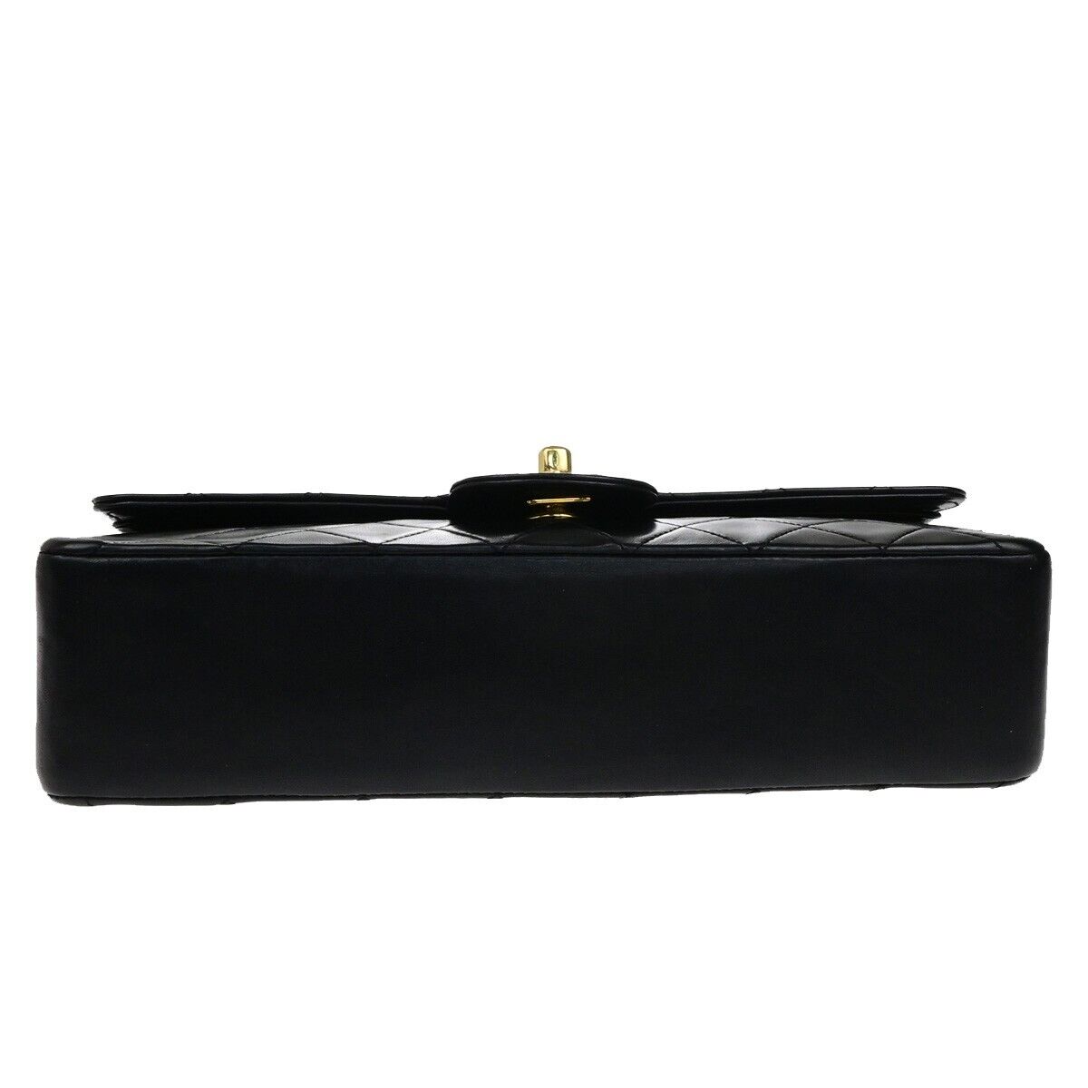 CHANEL CC Matelasse 25 Double Flap Chain Shoulder Bag Leather Black GHW 865RF209
