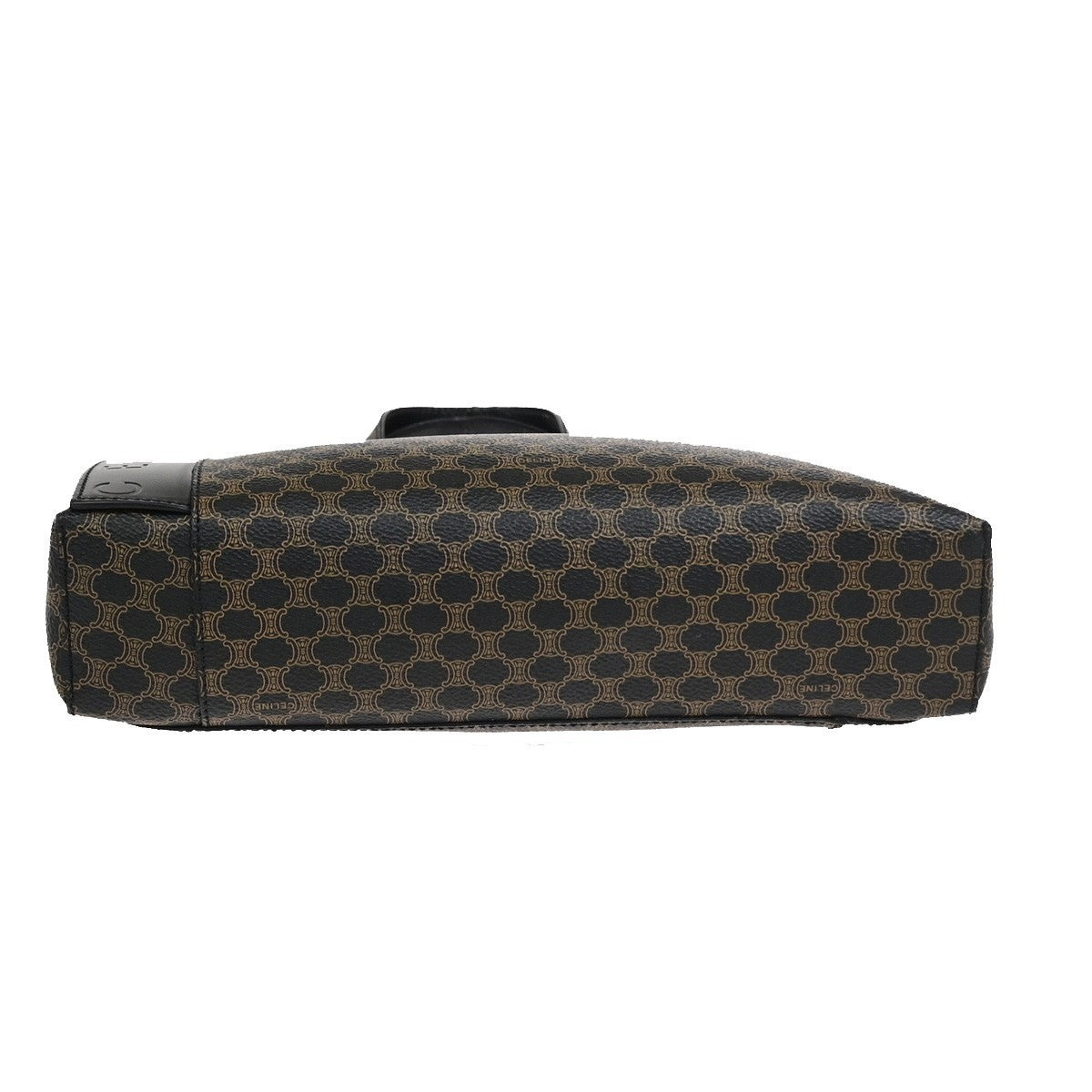 CELINE Logo Macadam Pattern Hand Bag PVC Leather Black GHW Italy 86KD118