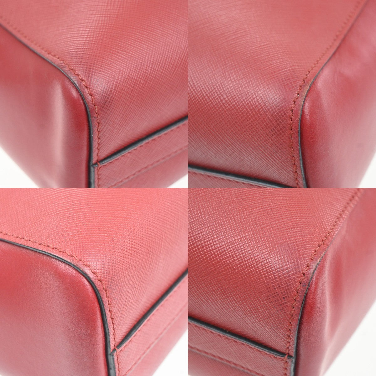 PRADA Galleria Logo 2way Shoulder Hand Bag Saffiano Leather Red GHW 11KC716