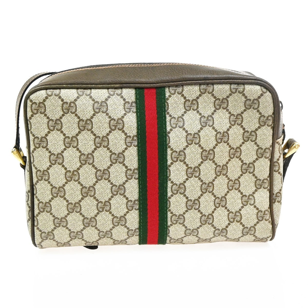 Gucci Logo GG Pattern Sherry Crossbody  Shoulder Bag PVC Leather Brown 37CA993