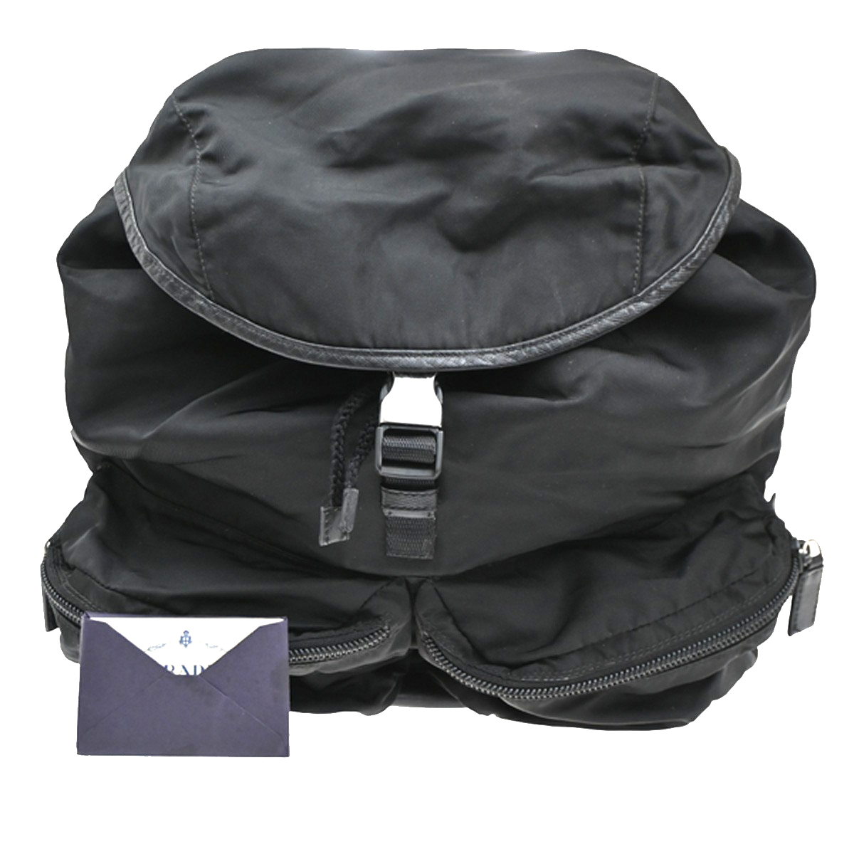 PRADA MILANO Logo Tessuto Drawstring Backpack Nylon Leather BK SHW Italy 62CA502