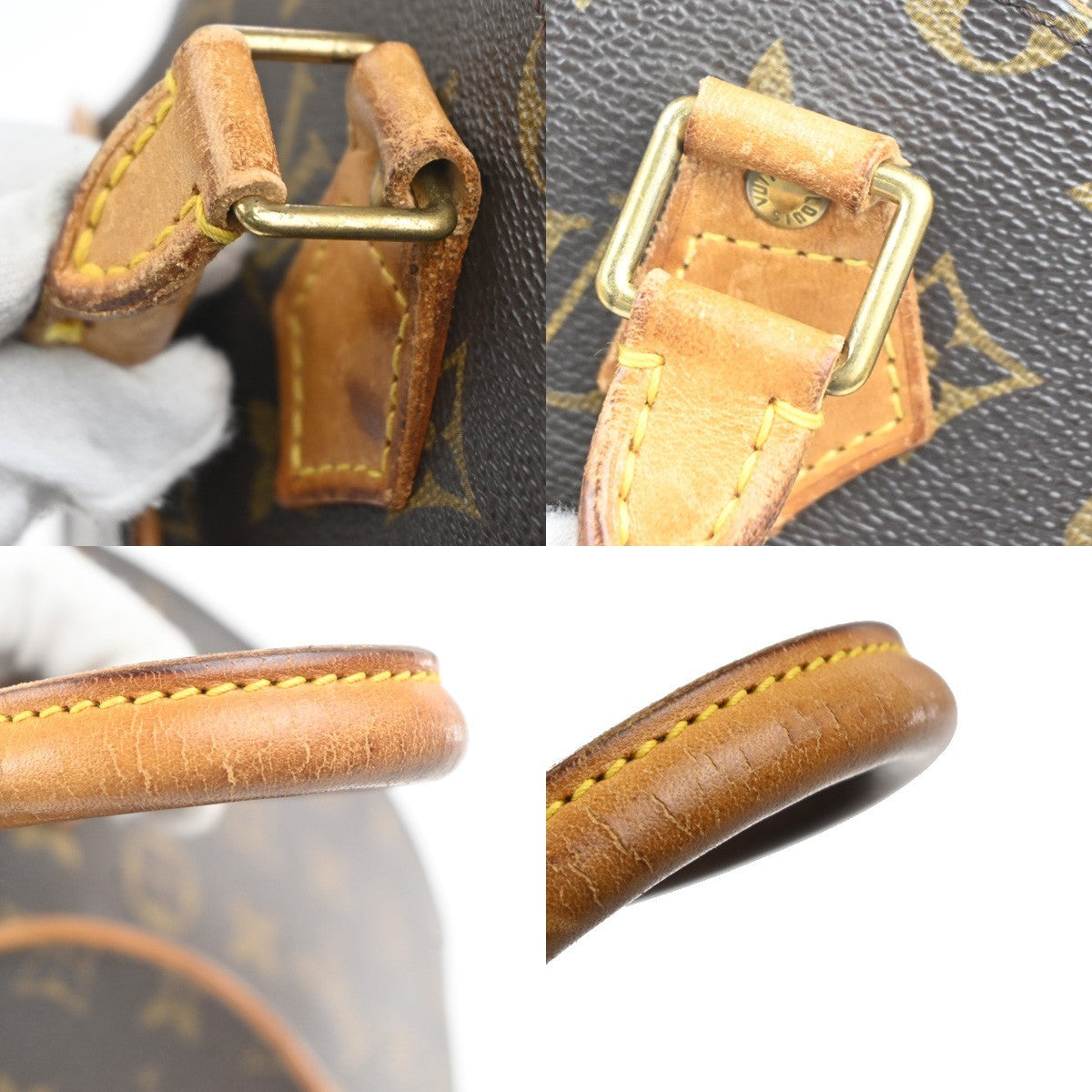 LOUIS VUITTON LV Logo Ellipse MM Hand Bag Monogram Leather Brown M51126 88MA480