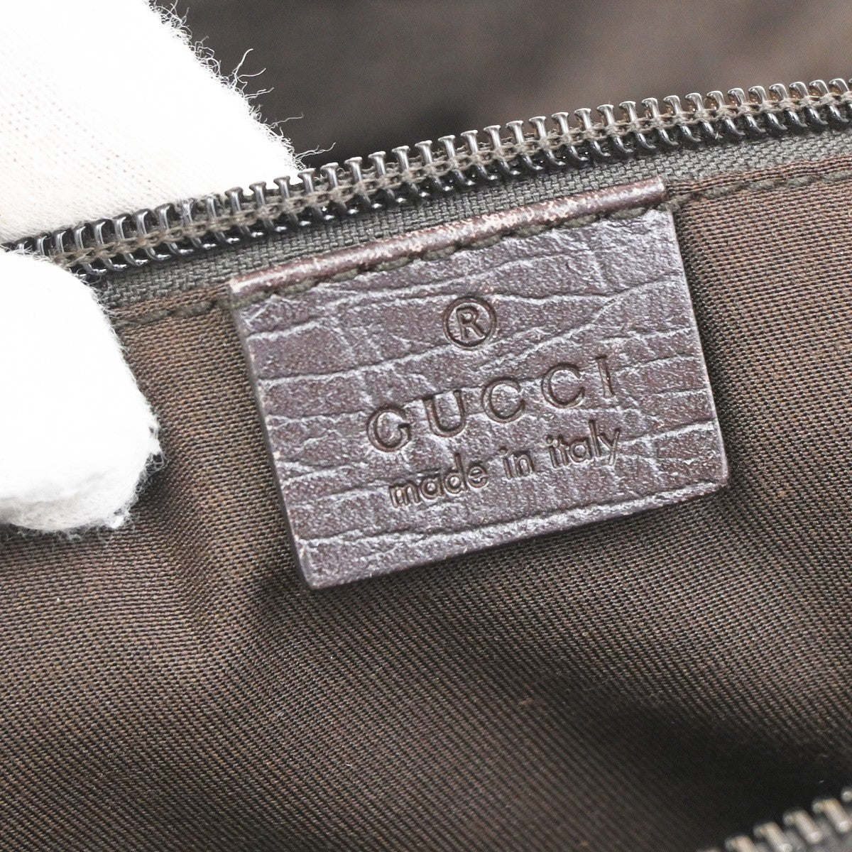 GUCCI Logo GG Patter Shoulder Hand Bag Supreme Leather Brown Itlay SHW 65DA022