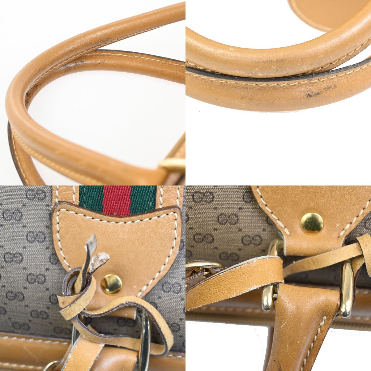 GUCCI Logo Sherry GG Pattern Travel Hand Bag PVC Leather Brown Italy 62KC300