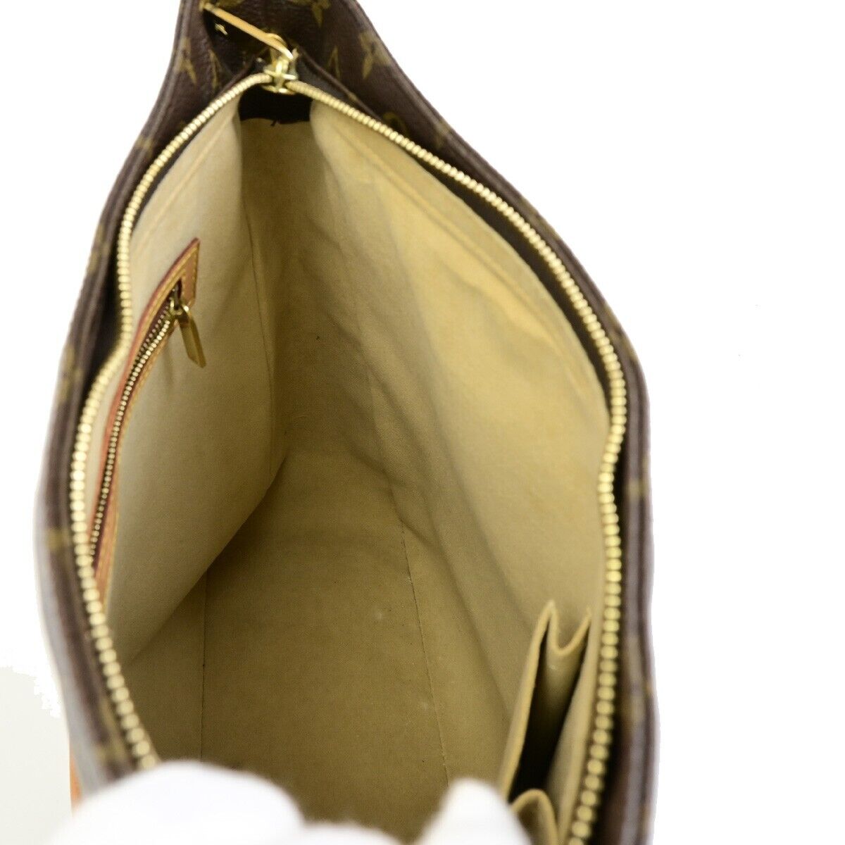 LOUIS VUITTON Logo Looping GM Shoulder Bag Monogram Leather Brown M51145 14EE098