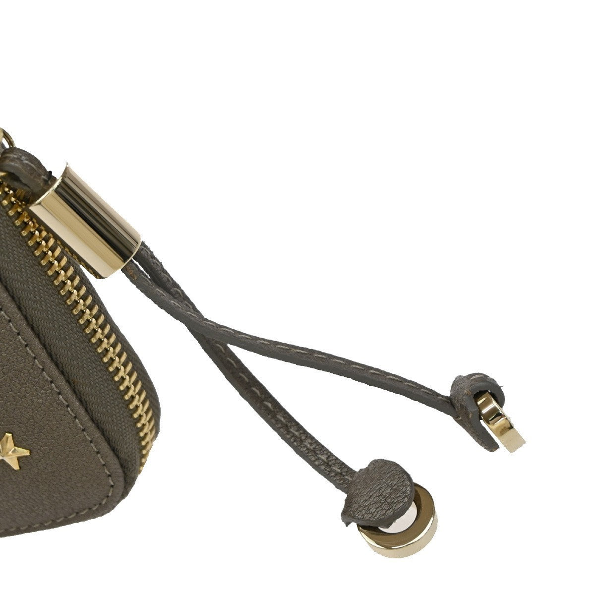 JIMMY CHOO Star Studs Zipper Long Wallet Leather Brown Gold Italy 64KP311