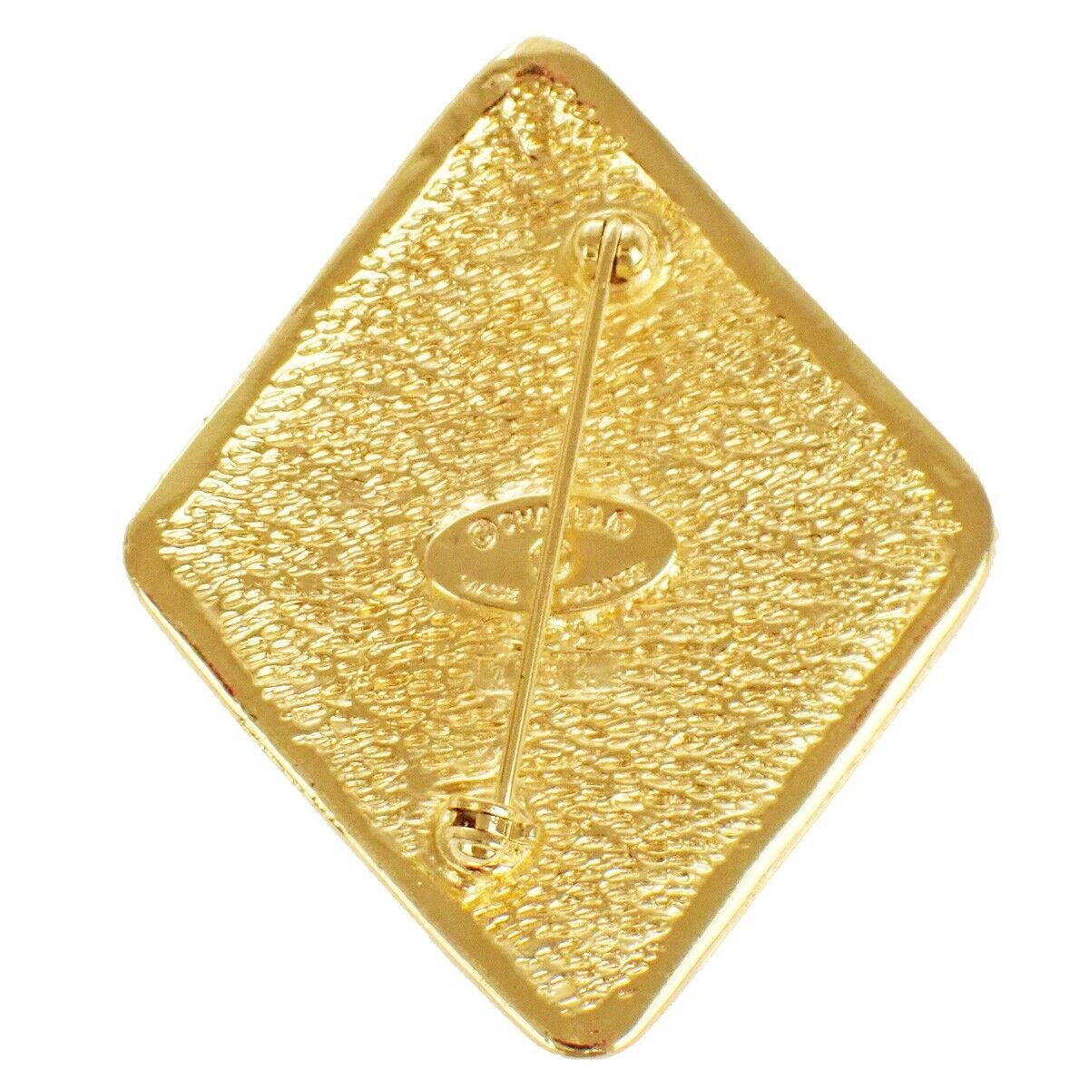 CHANEL CC Logo Rhombus Pin Brooch GHW France Accessory Vintage 38RJ486