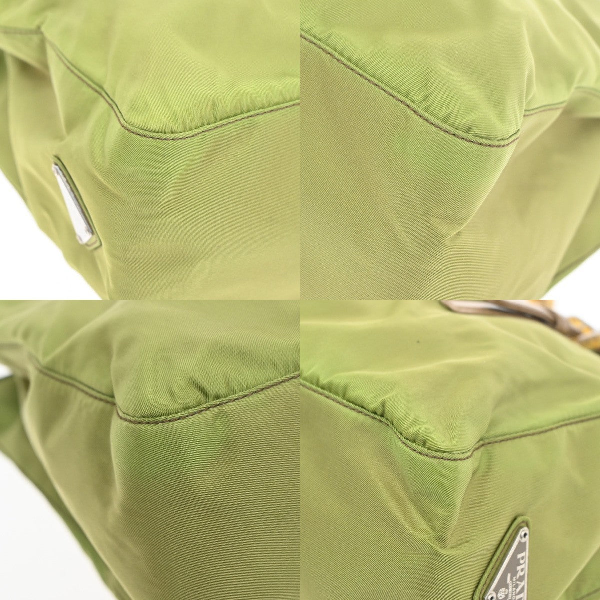 PRADA MILANO Logo Shoulder Hand Bag Nylon Tessuto Leather Green 04CB020