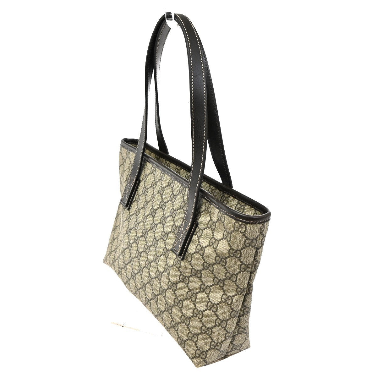 GUCCI Logo GG Pattern Hand Tote Bag Supreme Leather Brown Italy 80TA566