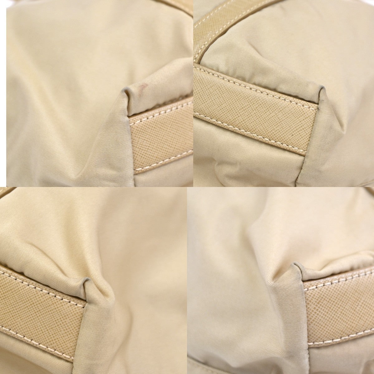 PRADA Logo Tessuto Shoulder Hand Bag Nylon Leather Beige Italy 30CA999