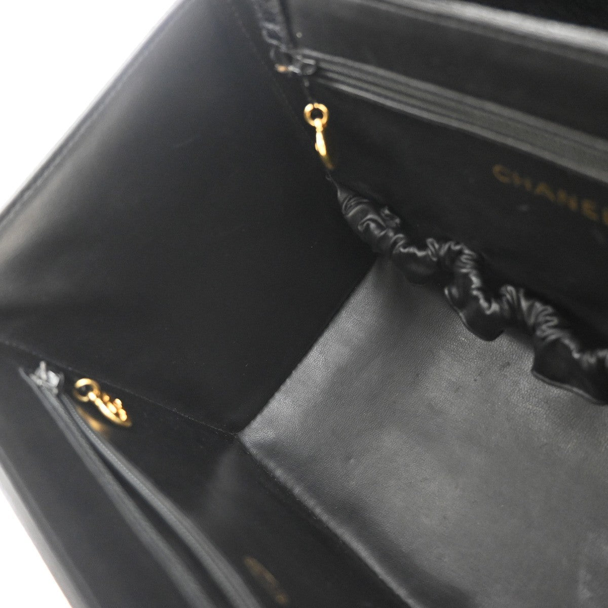 CHANEL 2Way Vanity Shoulder Hand Bag Calfskin Leather Black Vintage 648RP031