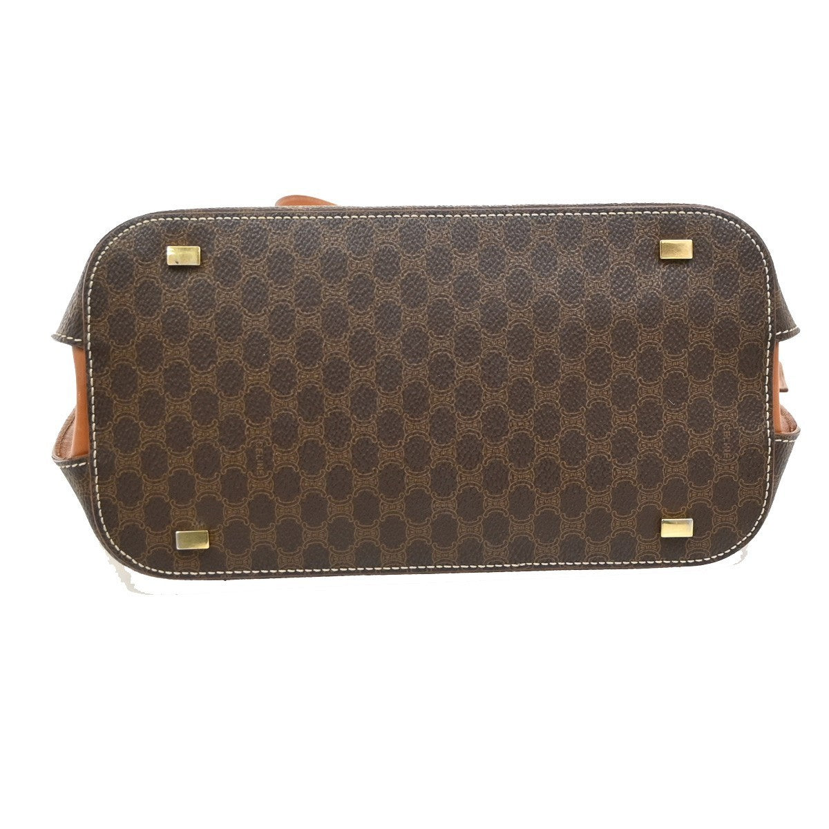CELINE Logo Macadam Pattern 2Way Hand Bag PVC Leather Brown GHW Italy 64KC026