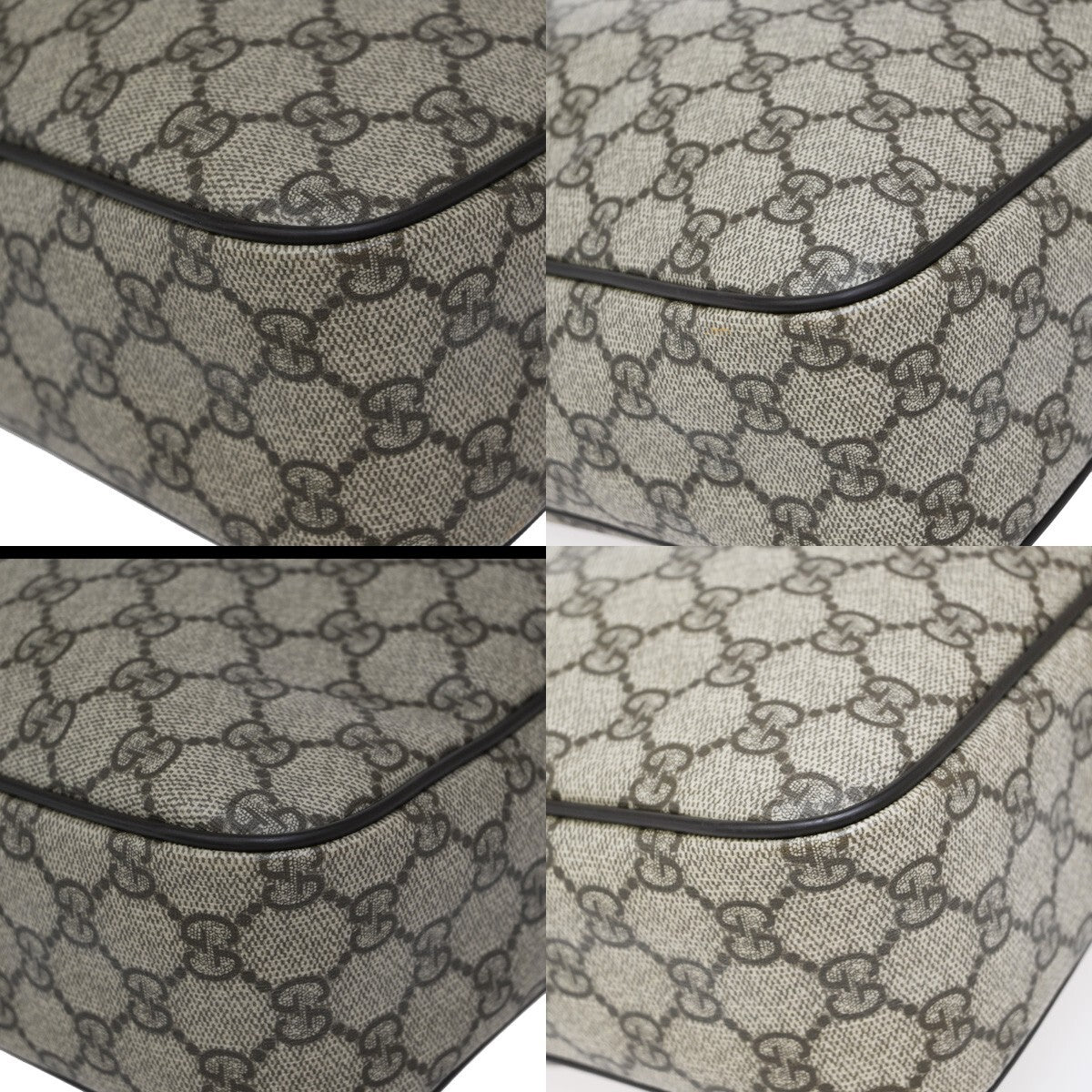 GUCCI Logo GG Pattern Shoulder Bag PVC Leather Brown GHW Italy 70EE317