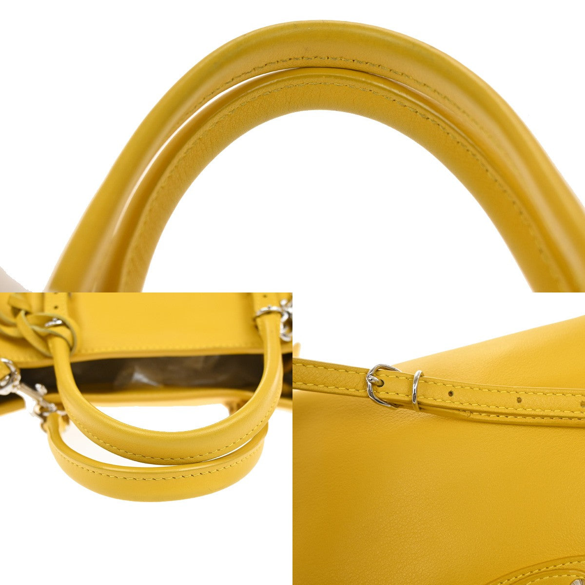 BALENCIAGA Paper Mini 2Way Shoulder Hand Bag Leather Yellow SHW Mirror 97YH797