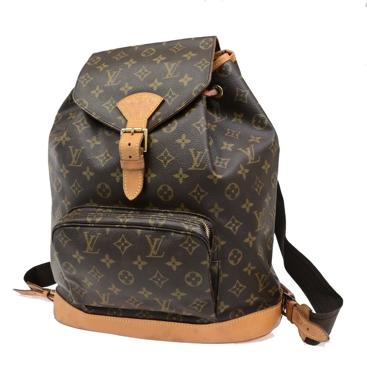 LOUIS VUITTON Montsouris GM Backpack Bag Monogram Leather Brown M51135 15ED904